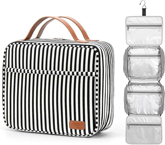 Bosidu Hanging Travel Toiletry Bag, Large Capacity Cosmetic Travel Toiletry Organizer for Women with 4 Compartments & 1 Sturdy Hook, Perfect for Travel/Daily Use/Christmas