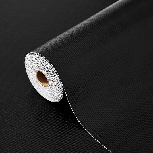 Drawer and Shelf Liner, Non-Slip Kitchen Cabinet Liners Non-Adhesive Thick Strong Grip Waterproof Washable Mats Protect Dresser Shelves Cupboard Bathroom Cabinets, Black, 12 in X 20 FT