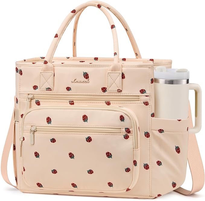 LOVEVOOK Insulated Lunch Bag Women,Wide Opening Adult Lunch Box Women with Cup Holder,Large Leakproof Cooler Bag for Work Picnic Beach Family College Mom,Lunch Teacher Breast Pump Diaper Tote Bag