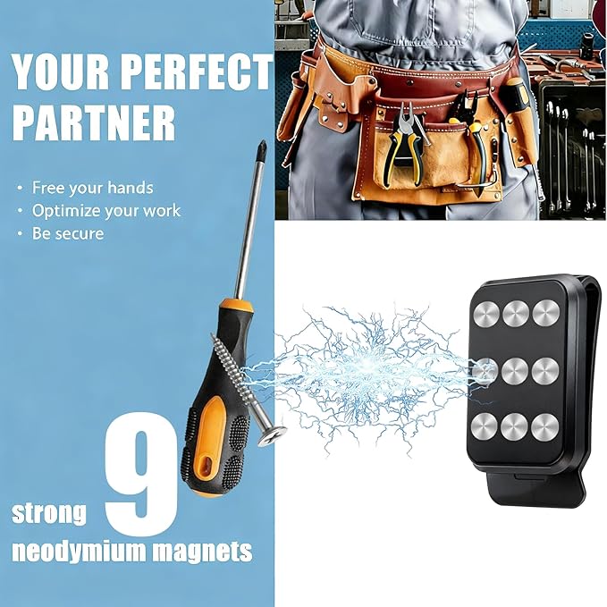 Magnetic Tool Holder Super Strong Tool Holster, Magnet Belt Clip Neodymium Magnet Leather Sleeve for Screws, Hammers, Sockets, Pliers, Drills, Wrenches Magnetic Tools and Hardware 2 Pcs