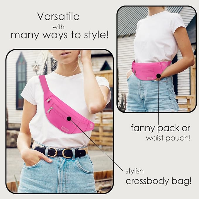MAXTOP Large Crossbody Fanny Pack with 4-Zipper Pockets, Gifts for Enjoy Sports Festival Workout Traveling Running Casual Hands-Free Wallets Waist Pack Phone Bag Carrying All Phones