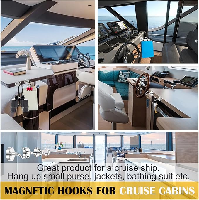 DIYMAG Magnetic Hooks, 50lbs Heavy Duty N52 Rare Earth Magnets with Hook 2026 Cruise Cabin Ship Essentials for Fridge Hanging Classroom Beach Vacation Kitchen Grills Home Must Have 6 Pack