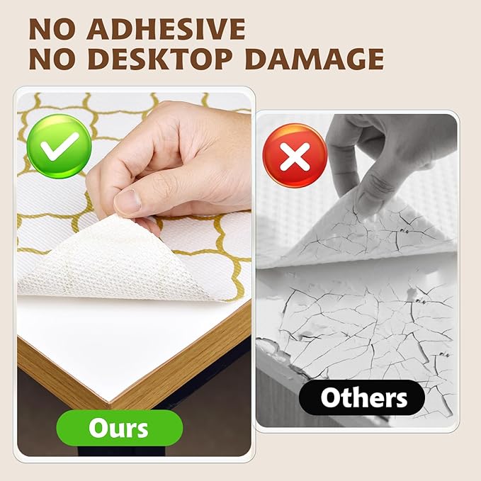 Shelf Liners for Kitchen Cabinets 12in x 20FT Non Adhesive Drawer Liner Gold Quatrefoil Thickened Shelf Liner Paper Strong Non-Slip Easy to Clean for Tool Box Refrigerator with Knife and Tape Measure