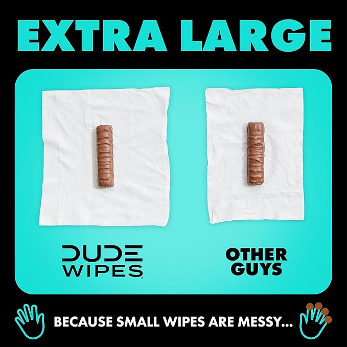 DUDE Wipes Mint Chill Flushable Wipes - Extra-Large Adult Wet Wipes - 6 Pack (288 Count) - Infused with Tea Tree Oil, Vitamin E, and Aloe - Septic and Sewer Safe