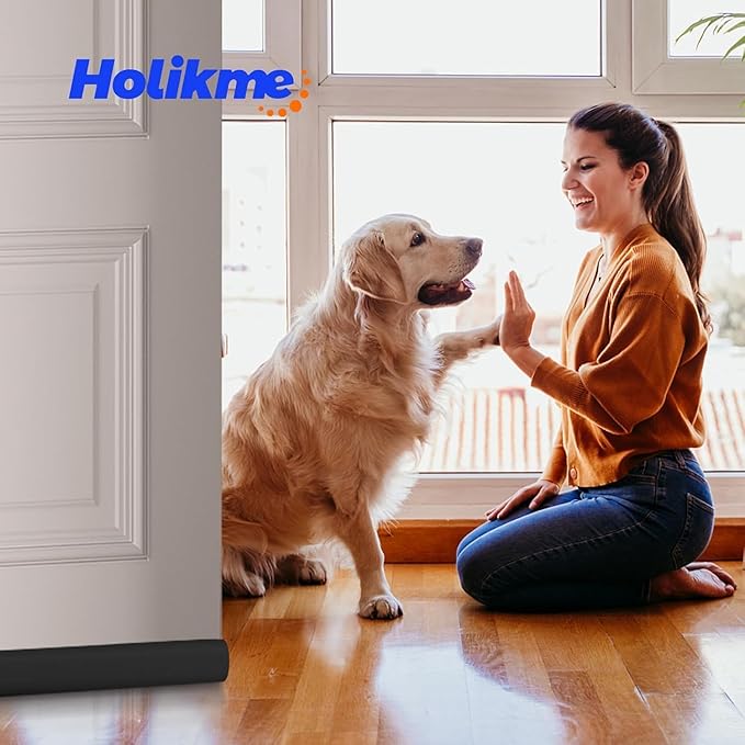 Holikme Door Draft Stopper 2 Pack×36 inch Door Sweep Weather Stripping Noise Blocker Window Breeze Blocker Adjustable Door Sweeps, Black