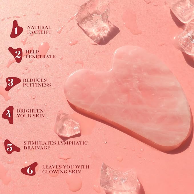 BAIMEI IcyMe Jade Roller & Gua Sha, Face Roller Redness Reducing Skin Care Tools, Self Care for Men Women, Massager for Face, Eyes, Neck, Relieve Fine Lines and Wrinkles - Rose Quartz