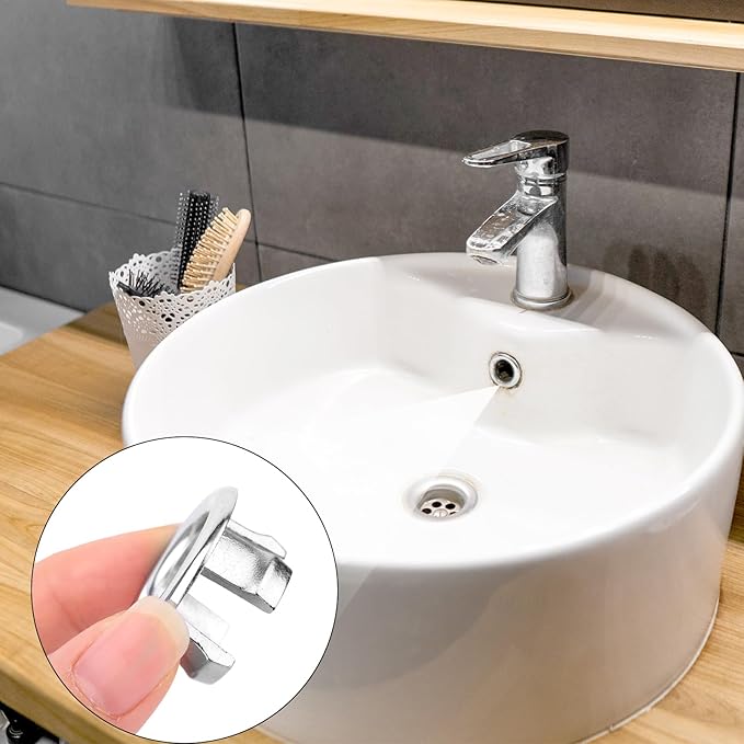 10 Pcs Sink Overflow Ring Cover, Chrome Bathroom Sink Overflow Trim Ring Cap Drain Hole Insert for Kitchen Bathroom Basin Vanity & Ceramic Sinks