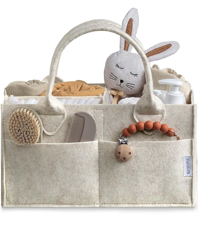PUTSKA Baby Diaper Caddy Organizer - Nursery Storage Basket for Diaper Station, Baby Basket Shower Gift List and Registry Must-Have, Newborn Essentials, Nursery Decor for Boy or Girl-White,Extra Large