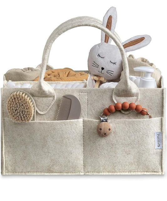 PUTSKA Baby Diaper Caddy Organizer - Nursery Storage Basket for Diaper Station, Baby Basket Shower Gift List and Registry Must-Have, Newborn Essentials, Nursery Decor for Boy or Girl-White,Extra Large