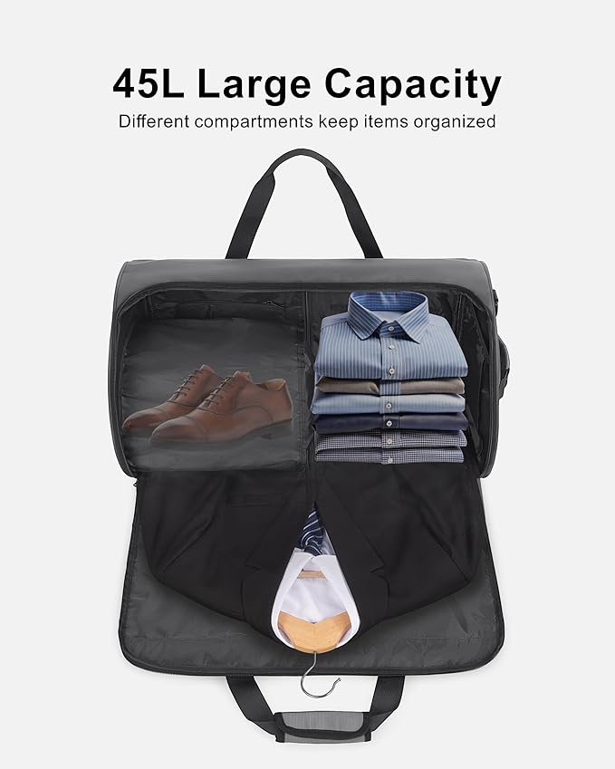 NPBAG Convertible Garment Duffle Bags for Travel - Carry on Garment Bag, Suit Bag for Men & Women, 3 in 1 Foldable Travel Duffle Backpack with Shoulder Strap (Green)