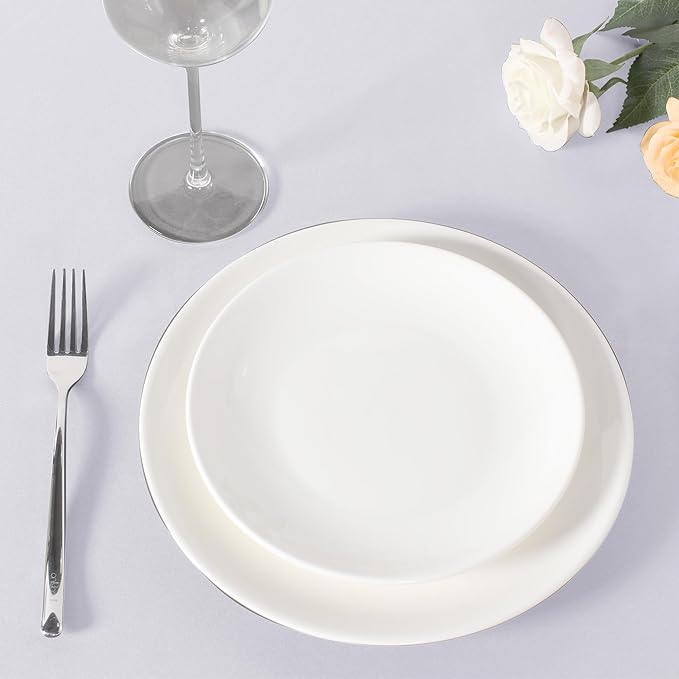 sancua White Round Tablecloth 132 Inch Diameter, 6 Pack - Circle Polyester Fabric Table Cloth for Wedding Party Reception Banquet Birthday, Washable Formal Table Cover (Fit 54-96 Inch Tables)