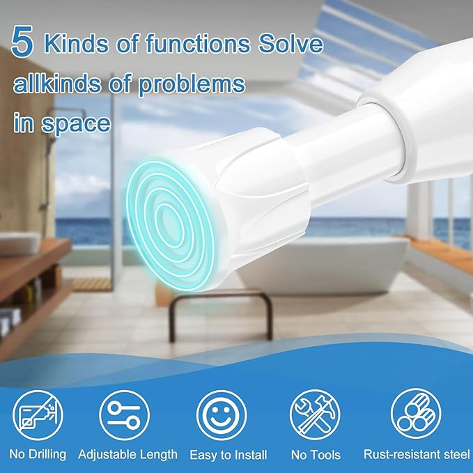 AIZESI Spring Tension Curtain Rods Short Tension Rod (White,17" to 28"-3Pcs)
