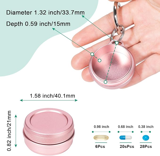 Daily Metal Carrying Case - Portable Keychain Pill Holder, Waterproof Small Travel pill Container for Earplugs Coins, Compatible with Loop, Eargasm & Vibes, Compact Mini Purse Pill Box (Pink)