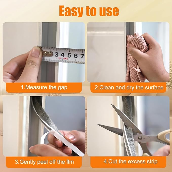 Bruiefpap 39.4FT Weather Stripping for Doors and Windows, Self-Adhesive Soundproofing Door Seal, Door Insulation for Sliding, Exterior, Frames and Front, 0.35'' Wide x 0.35'' Thick, White