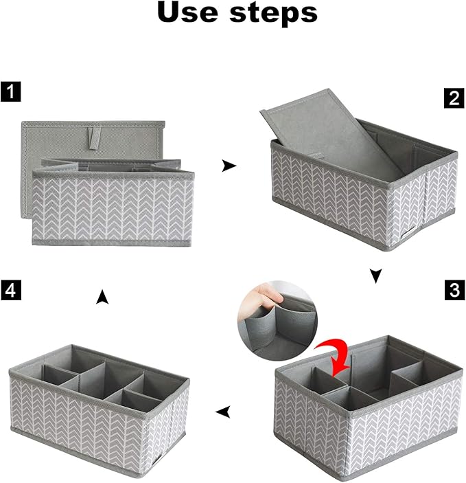 VERONLY Cosmetic Storage Bins Makeup Organizer, Adjustable Multifunction Storage Box Desk Drawer Divider for Makeup Brushes, Bathroom Countertop or Dresser, Set of 3 (Grey)