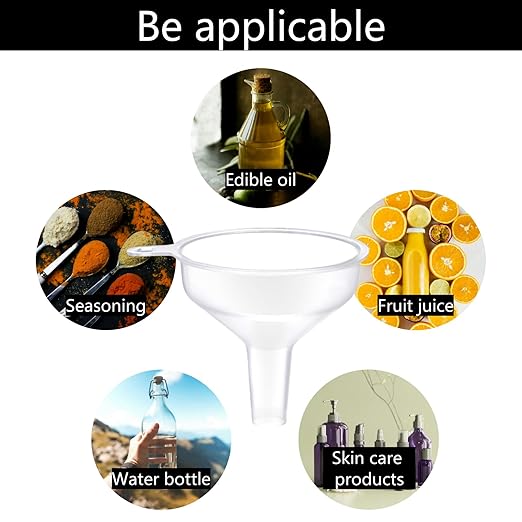 Small Funnels 4 Pack Food Grade Water Bottle Funnel for Powder, Liquids, Suitable for Kitchen Juice Lab Skin Care Lotion Essential Oils