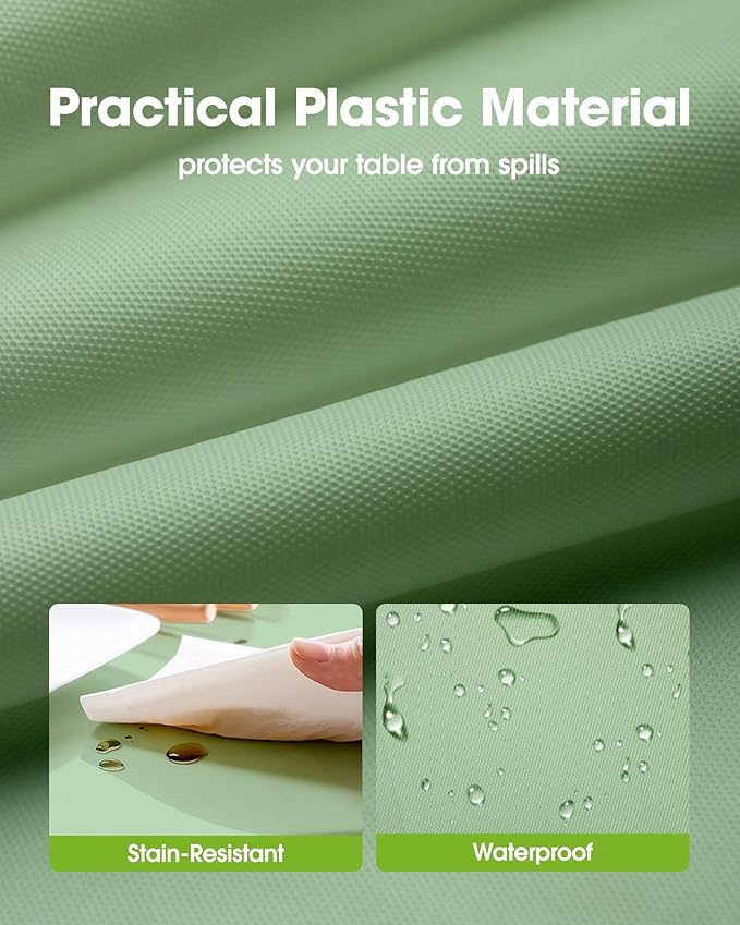 Pureegg Plastic Table Cloth Disposable 10 Pack, 54 x 108 Inch Table Cloths, Easter Party, Decorative Tablecloths, Rectangle, Light, Pastel Plastic Cover, Leakproof & Sturdy, Sage Green