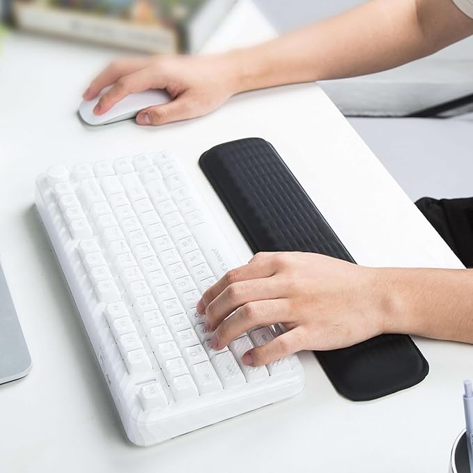 MEKASS Keyboard Wrist Rest for 60% Compact Keyboard, Ergonomic Soft Memory Foam Wrist Support with Non-Slip Silicone Base, Keyboard Pad Relieves Wrist Pain from Laptop, Computer, Typing (Pink)