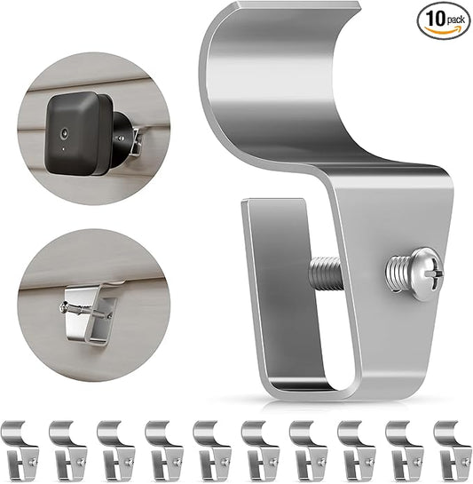 Goabroa Vinyl Siding Clips, 10 Pack No-Hole Outdoor Siding Hanger Camera Mount Clips for Blink, Ring, Arlo, Doorbell, Vinyl Siding Hooks for Home Security Camera