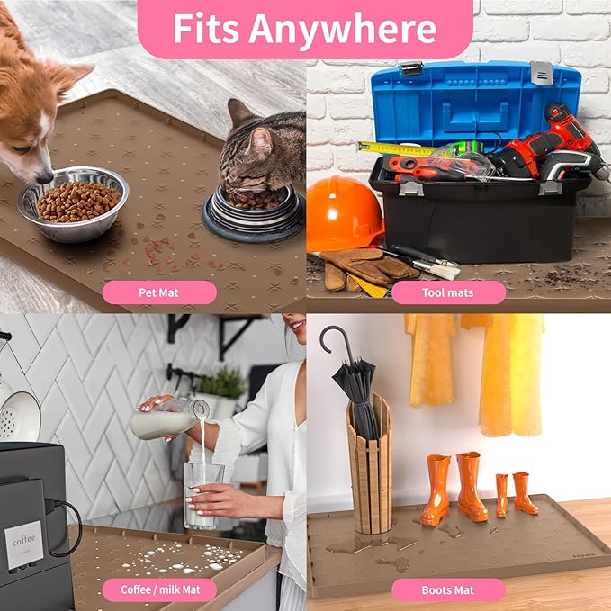 Sdpeia Under Sink Mat 34"×22" Waterproof Silicone Cabinet Liner & Sink Protector for Kitchen & Bathroom, Multi-Purpose Organizers Tray for Pets, Laundry, Cat Litter Mat