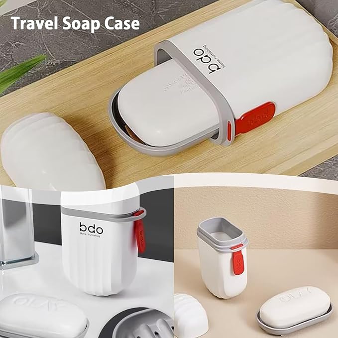 Zulay Kitchen Pack of 2 Portable Plastic Soap Dish Box for Travel Bathroom Soap with Cover for Bathroom(Multicolor)