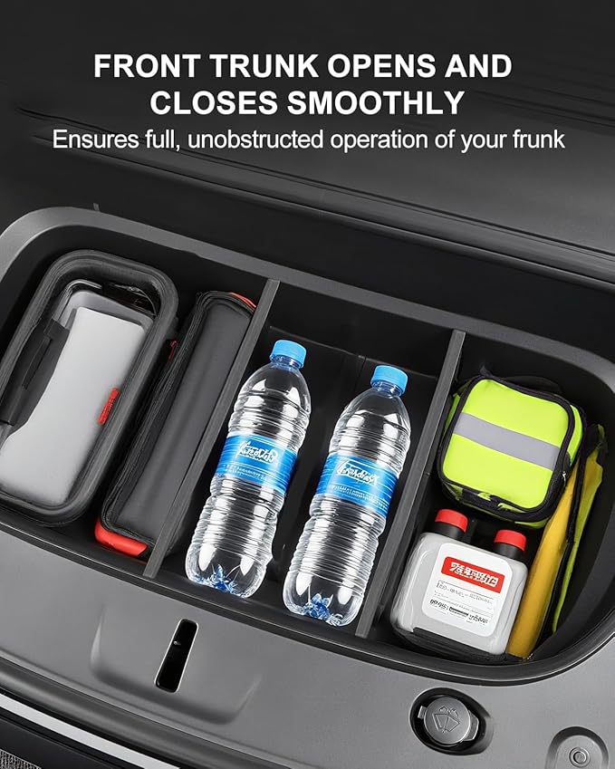 cybtkcar 2PCS Front Trunk Partition for Tesla Model Y Juniper 2025 2026 Frunk Partition Tpe Front Trunk Organizer Dividers Model Y Accessories for Supermarket Daily Travel Goods Storage Separation