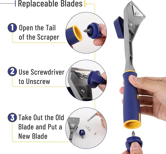 Bates- Carbide Scraper, 2.5", Double-Edged Tungsten Steel Blade, Paint Scraper Tool