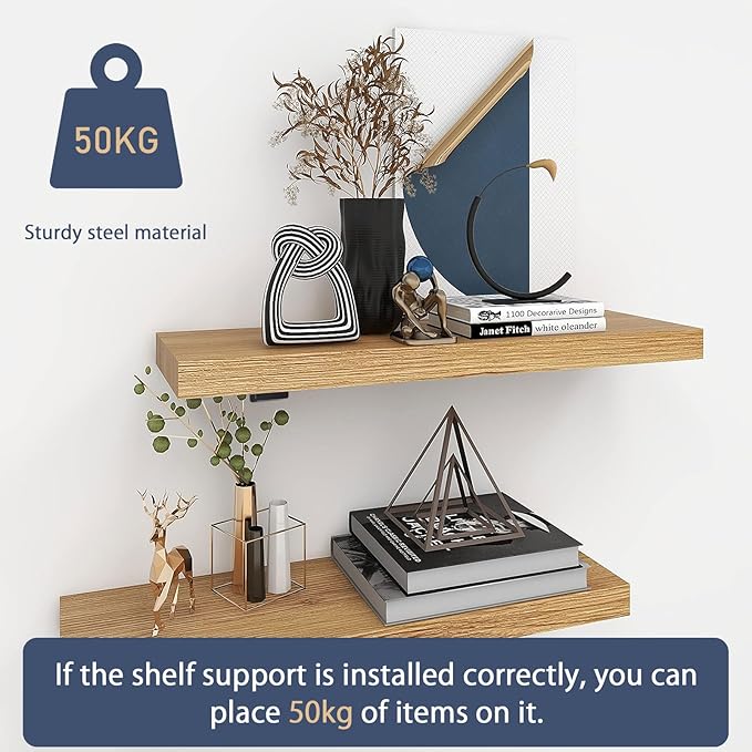MLOQI 6 Pack Heavy Duty Shelf Brackets, L Brackets for Shelves, 5mm Thick Floating Shelf Bracket Up to 50KG Capacity (12Inch)