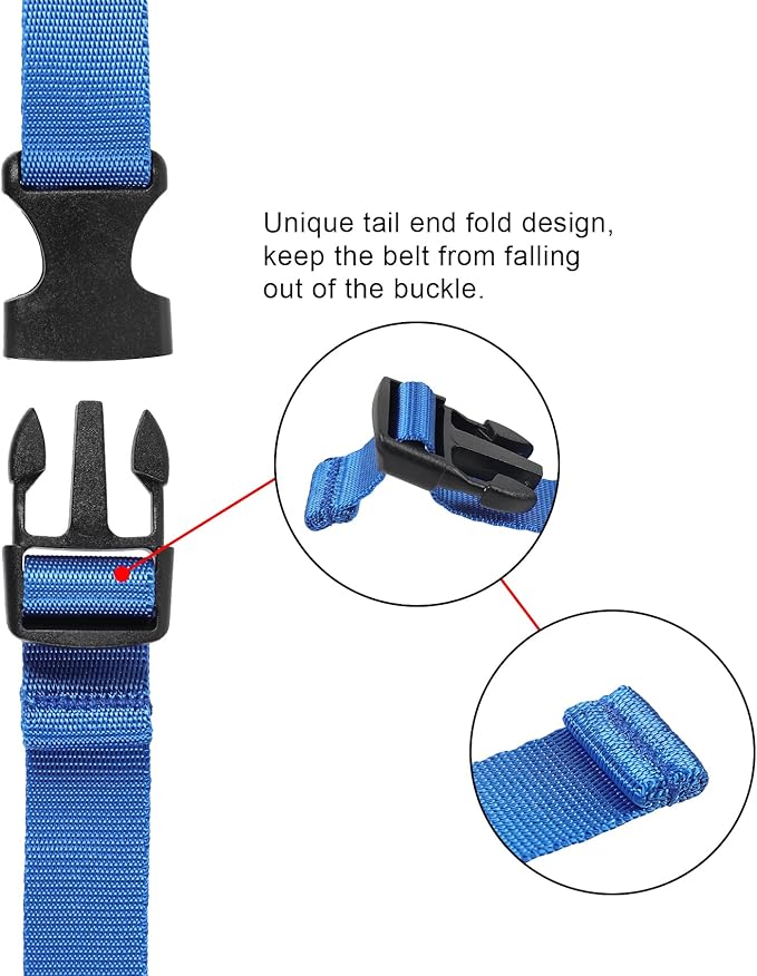 Vigorport Utility Straps Quick Release Nylon Backpack Accessory Bag Strap,Adjustable for Hiking,Travel,Outdoor Sports-4 Pack (Blue, 0.75" W-40 L)