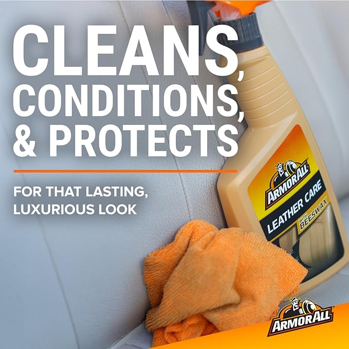 Armor All Car Leather Cleaner Spray, Beeswax Leather Care Spray for Cars, Trucks, Motorcycles, 16 Oz Each