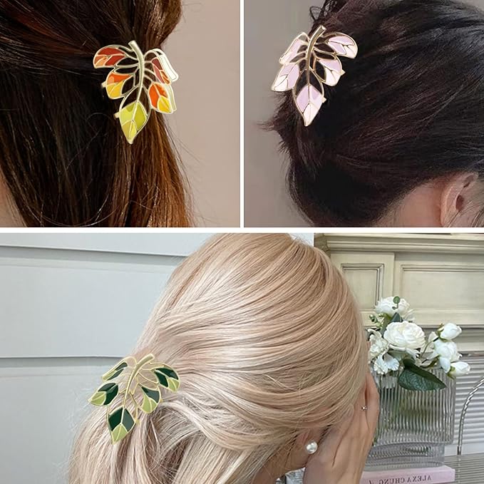3-Piece Floral Metal Hair Accessories in 3 Colors: Barrettes, Claws, and Clips for Thin to Thick Hair - Elegant, Strong Hold, and Non-Slip