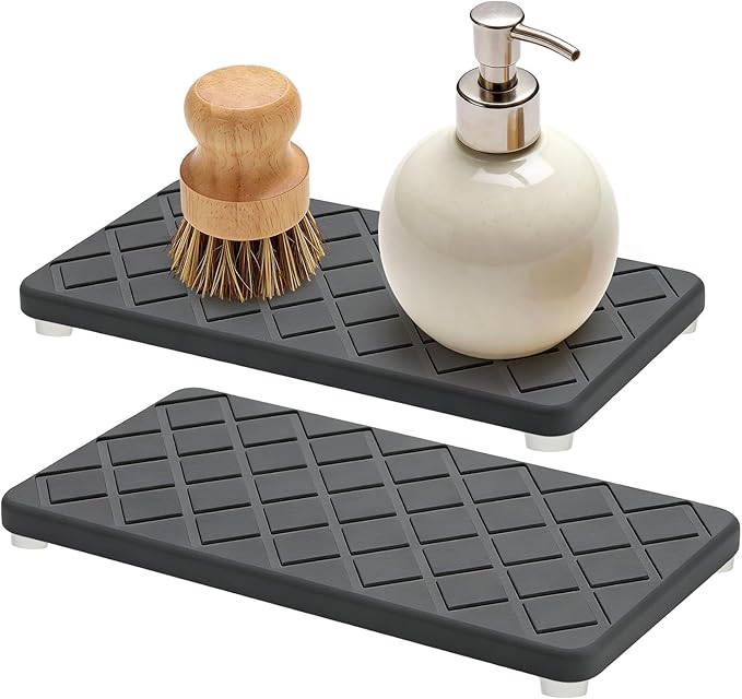 Water Absorbing Stone Drying Tray for Kitchen Counter Decor Bathroom Sink Organizer Soap Dish Dispenser Tray Diatomite Stone Fast Quick Drying Mat Bathroom Vanity Trays Sponge Holder Drink Coasters