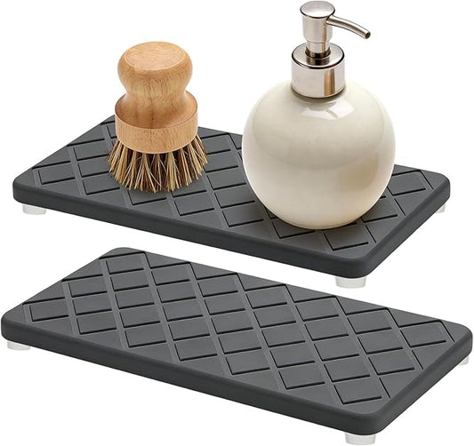 Water Absorbing Stone Drying Tray for Kitchen Counter Decor Bathroom Sink Organizer Soap Dish Dispenser Tray Diatomite Stone Fast Quick Drying Mat Bathroom Vanity Trays Sponge Holder Drink Coasters