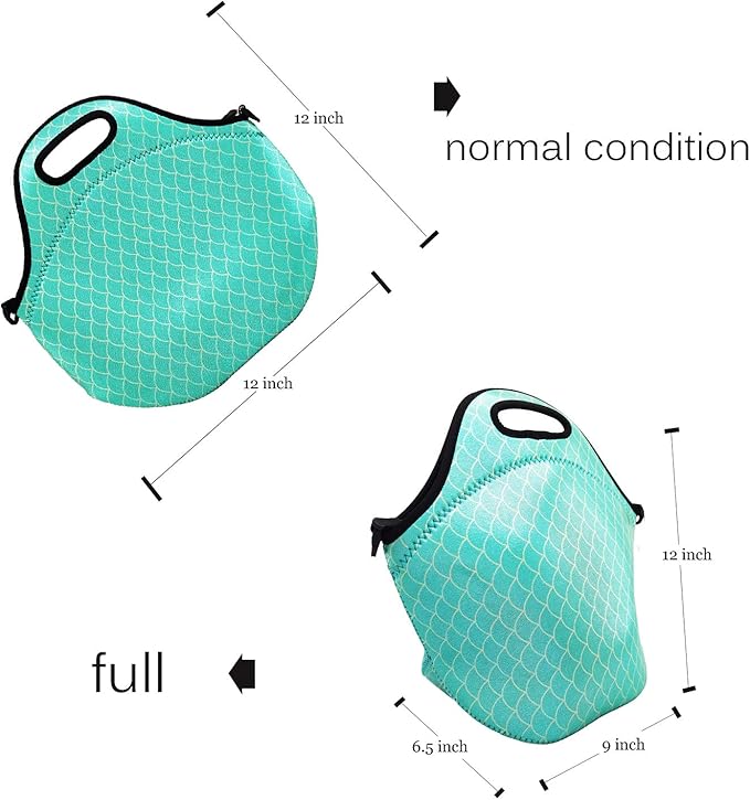 YOUDA Insulated Lunch Bag Neoprene Shoulder Lunch Tote Boxes Bags for Women Men Work Office Outdoor Picnic Travel (Green)