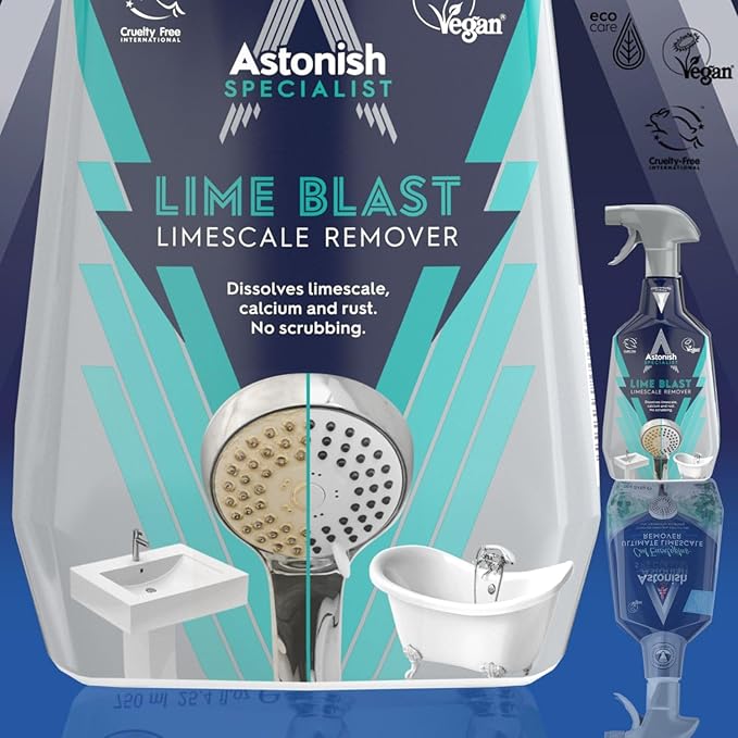 Astonish Specialist Ultimate Limescale Remover Cool Eucalyptus - No Scrub Cleaner Tackles Hard Water, Limescale, Rust & Calcium - Cruelty Free Bathroom & Kitchen Cleaning Solution, 750ml Bottle, 2PK