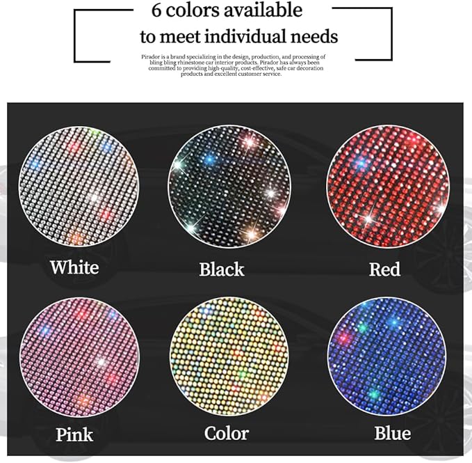 Pirador Bling Kick Mats for Car Seats with Pockets – Crystal Diamond Protectors for Girls & Women, Easy-to-Install Backseat Kick Mats with Storage & Sparkling Rhinestones Pink 2pcs