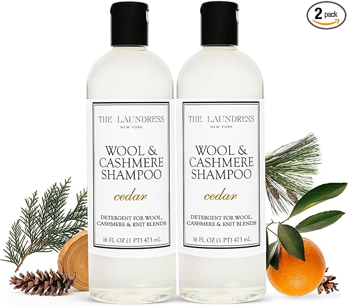 The Laundress Wool & Cashmere Shampoo, Double Concentrated, Cedar Scent, Wool Detergent, Wool wash, Cashmere Shampoo, 16 Fl Oz (Pack of 2)