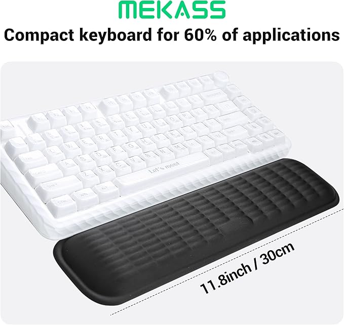 MEKASS Keyboard Wrist Rest for 60% Compact Keyboard, Ergonomic Soft Memory Foam Wrist Support with Non-Slip Silicone Base, Keyboard Pad Relieves Wrist Pain from Laptop, Computer, Typing (Pink)
