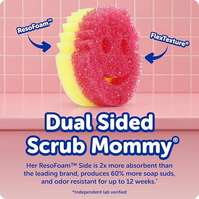 Scrub Daddy Scrub Mommy Kitchen Sponges for Dishes & Wiping Spills - Dual-Sided Dish Scrubber Sponge for Cleaning - Multi-Colored Bulk Pack - Stain & Odor Resistant (9 Count)