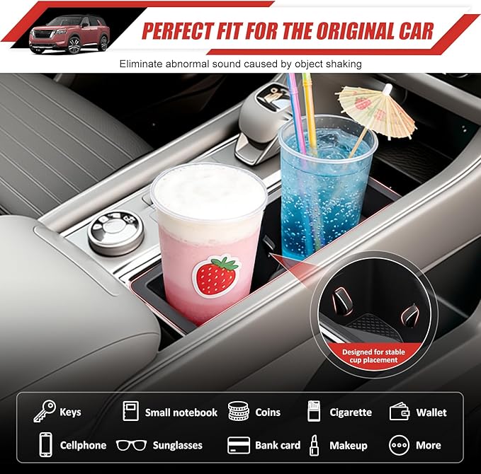 Cup Holder Coaster Fit for 2022-2025 Nissan Pathfinder Accessories, Cup Holder Mat Pad Inserts Interior Cup Holder Liner for 2024 Nissan Pathfinder