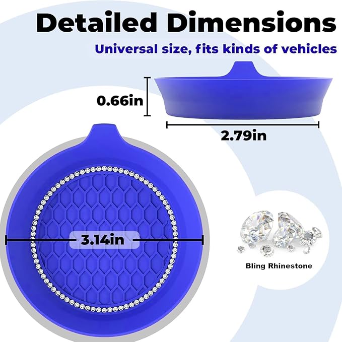 4 PCS Car Cup Coasters, Universal Cup Holder Coaster for Car Accessories, Bling CupHolders Insert for Women Non-Slip Silicone Car Cup Holder Coasters