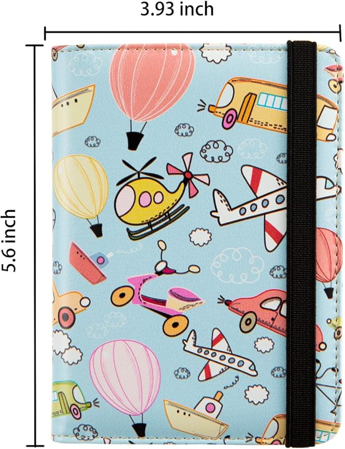 AIRMORS Passport Holder,Travel Organizer Passport Holder Girls Gifts Rfid Passport Photo Cute Passport Book for Women/Men (Airplane)