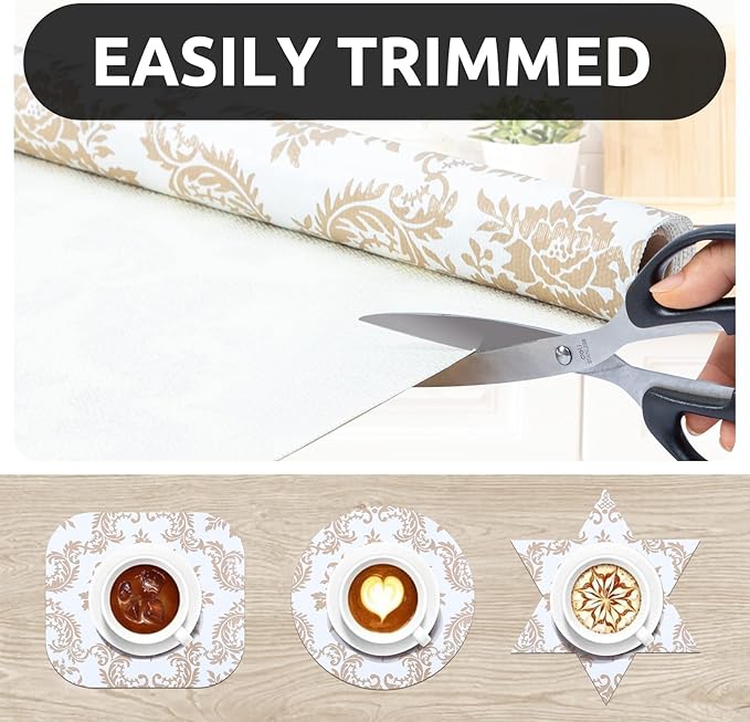 RAY STAR 12X120 Inch Shelf Liner for Kitchen Cabinets, Non-Adhesive Cabinet Liner Washable, PVC Drawer Liner for Dresser Non-Slip Bathroom (Yellow Pattern)(1 Roll)