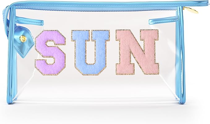 Embla Makeup and Lotion Bag - Waterproof Makeup and Sunscreen Pouch for Travel, Beach, Pool - Clear Zipper Pouch for Sunscreen and Cosmetics Storage, Durable Make Up Organizer for Beach Bag Essentials