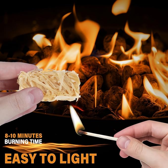 HGD Natural Fire Starters (32 Pcs) - Waterproof & Odorless Charcoal Starters for Fireplace, Campfire, BBQ, Grill, Fire Pit, Wood & Pellet Stove, Chimney, Pizza Oven & Smoker - Indoor & Outdoor Use