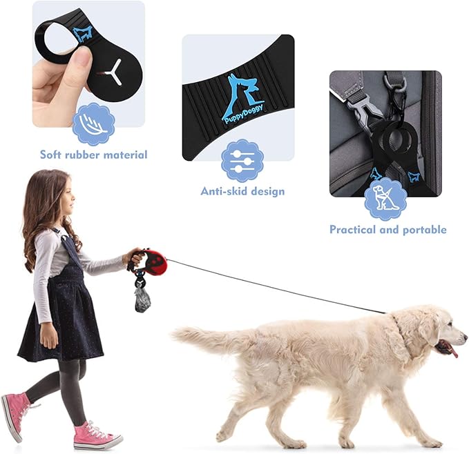 PuppyDoggy Dog Poop Bag Holder for Leash Waste Bag Carrier Dog Poop Bag Dispenser for Walking Running Bicycle Accessory 4 pieces (White)
