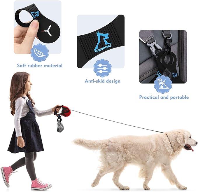 PuppyDoggy Dog Poop Bag Holder for Leash Waste Bag Carrier Dog Poop Bag Dispenser for Walking Running Bicycle Accessory 4 Pieces (Black + Green)