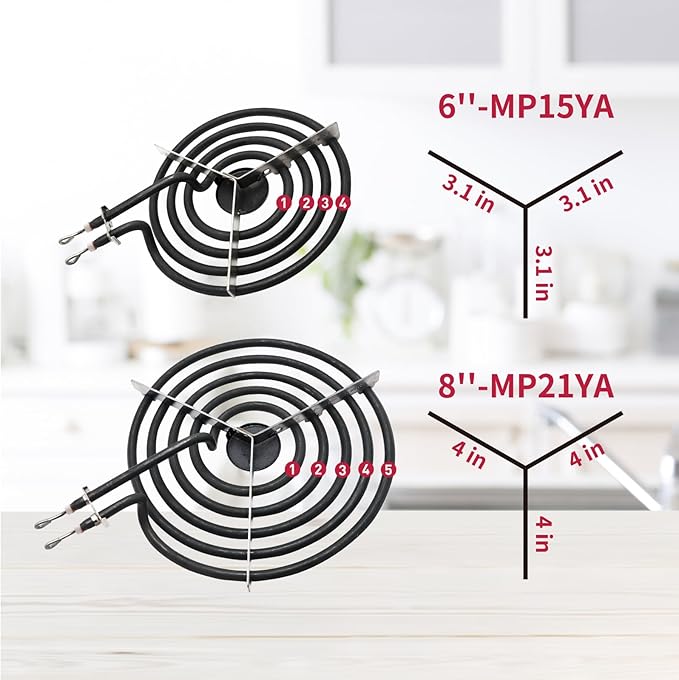 MP22YA Electric Stove Burner Element Replacement-Perfectly Compatible with Whirlpool&Kenmore&Frigidaire &Hardwick&Maytag&Norge Stove Top-Include 2* MP15YA 2* MP21YA