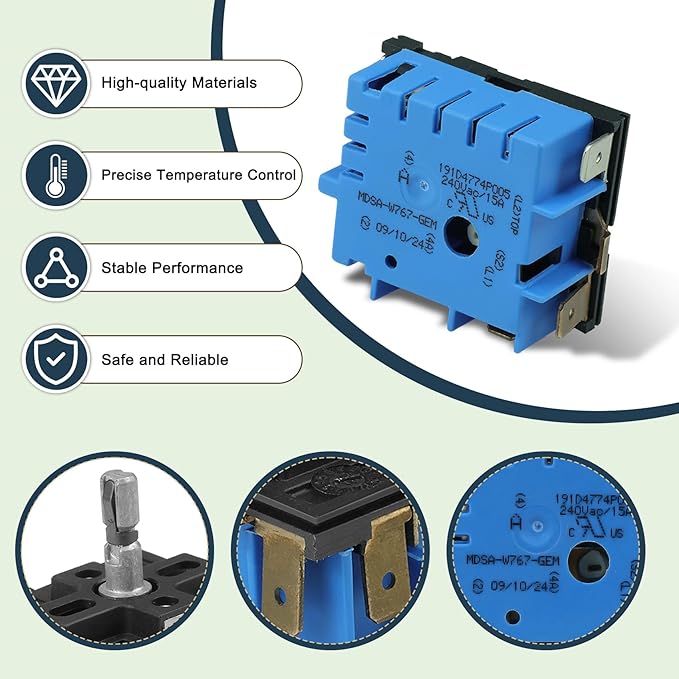WB24X25013 Range Surface Element Control Switch Replace Parts for MDSA-W767-GEM, PS11729102, AP5999509, PS11729102, 4464832 Compatible with GE Electric Ranges JB6, JB7, JB8, JBS, JS6 PCB JS7 Series