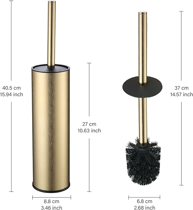 KLDKLD Toilet Brush and Holder Set Premium Material Toilet Bowl Cleaner Free Standing Toilet Bowl Brush and Holder Gold